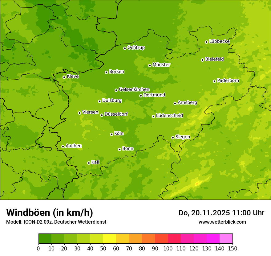 Modellkarten Windgeschwindigkeit