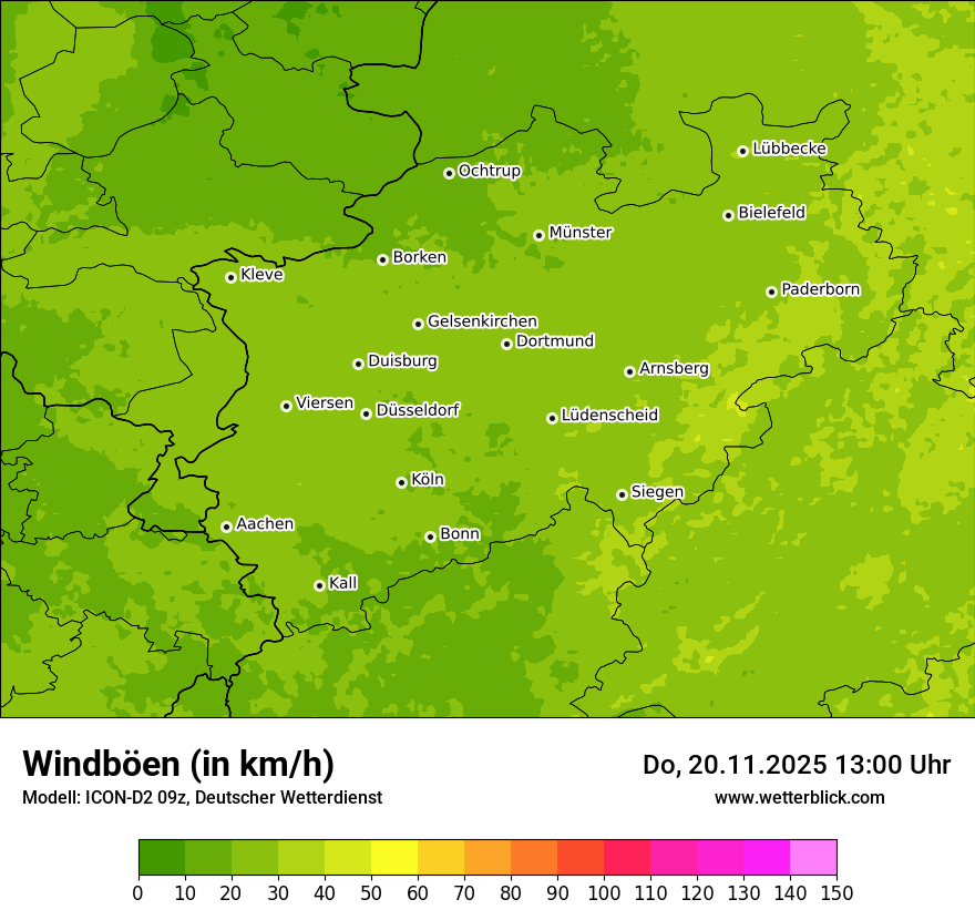 Modellkarten Windgeschwindigkeit