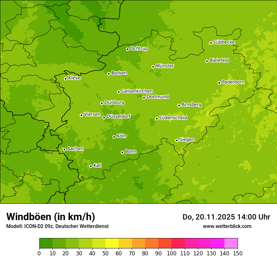 Modellkarten Windgeschwindigkeit