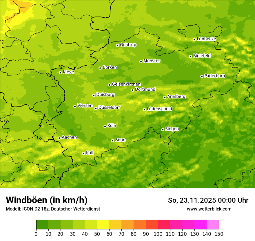 Modellkarten Windgeschwindigkeit