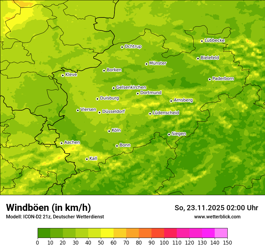 Modellkarten Windgeschwindigkeit