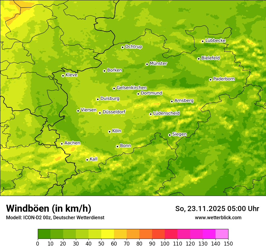 Modellkarten Windgeschwindigkeit