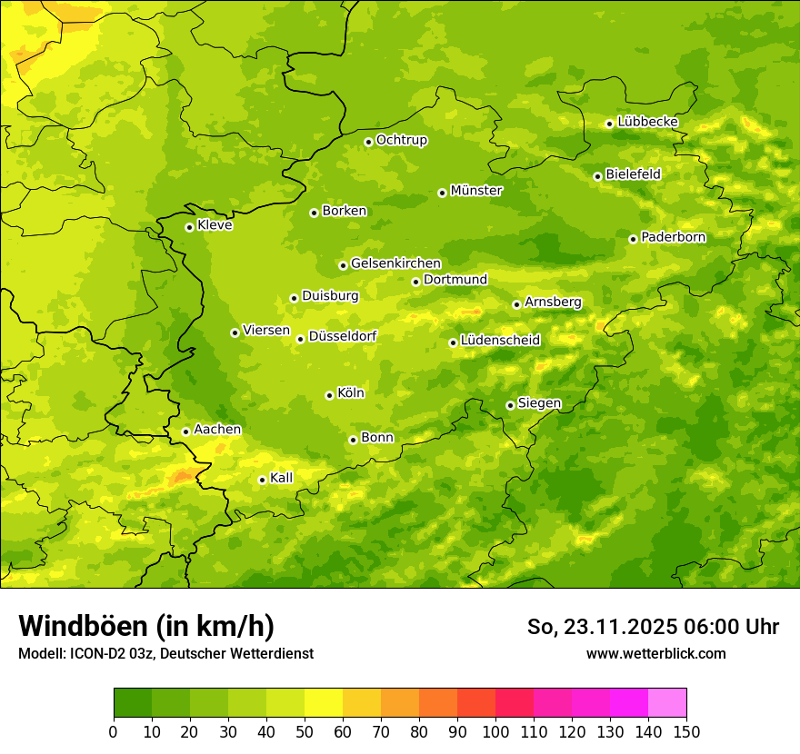 Modellkarten Windgeschwindigkeit
