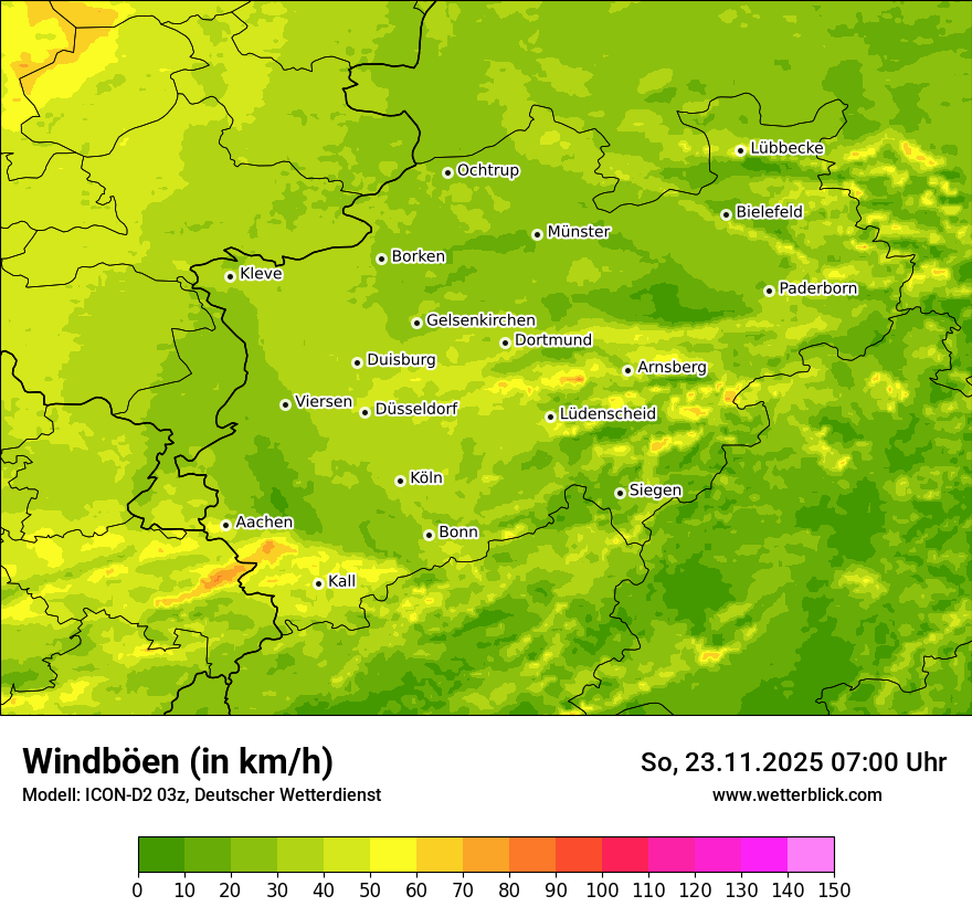 Modellkarten Windgeschwindigkeit