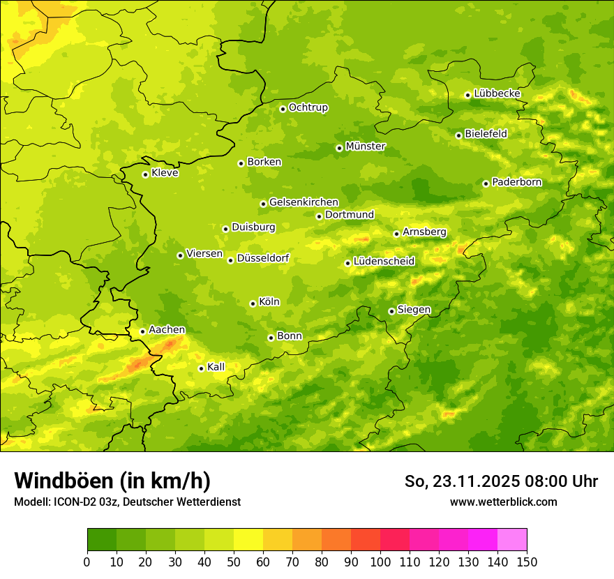 Modellkarten Windgeschwindigkeit