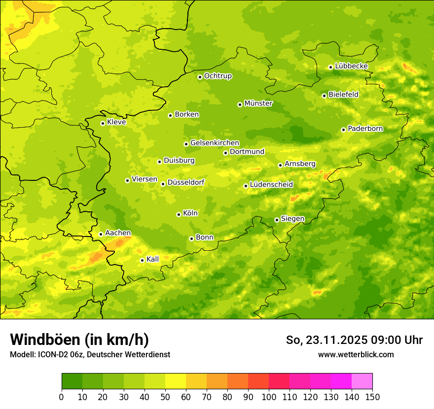 Modellkarten Windgeschwindigkeit