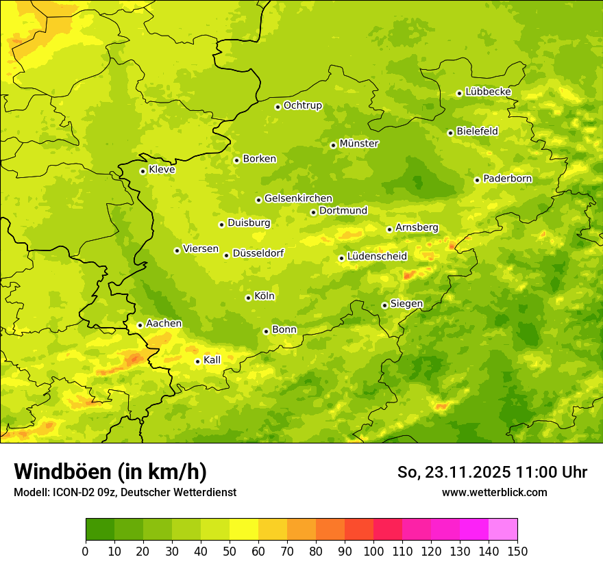 Modellkarten Windgeschwindigkeit
