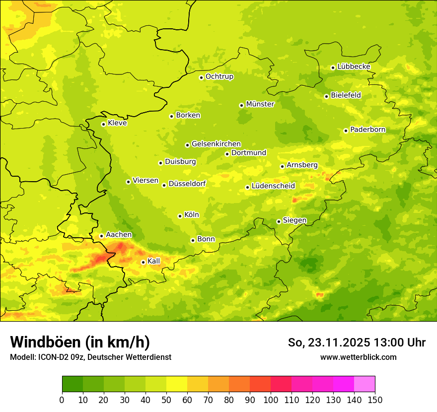 Modellkarten Windgeschwindigkeit