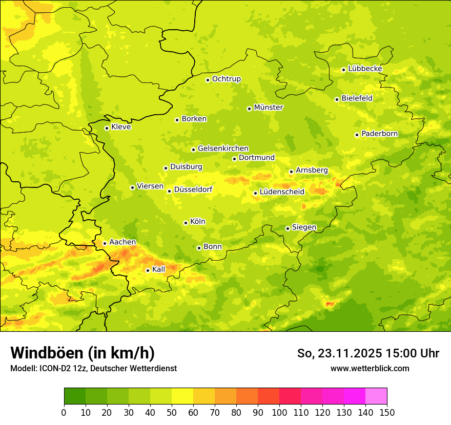 Modellkarten Windgeschwindigkeit