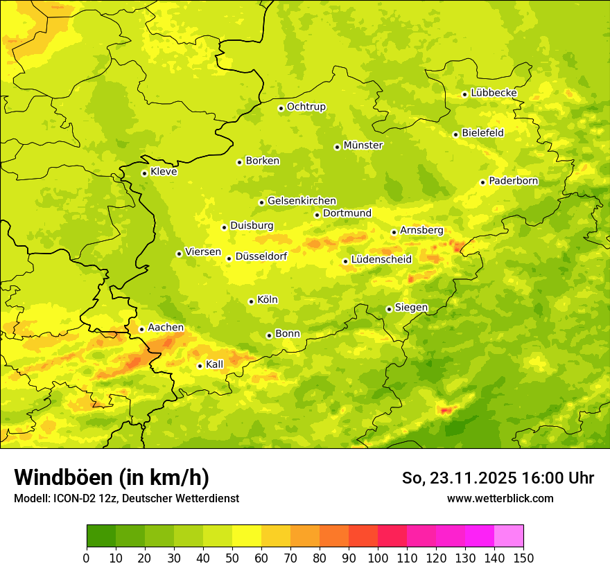 Modellkarten Windgeschwindigkeit