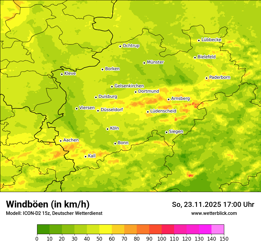Modellkarten Windgeschwindigkeit
