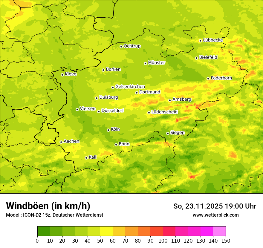 Modellkarten Windgeschwindigkeit