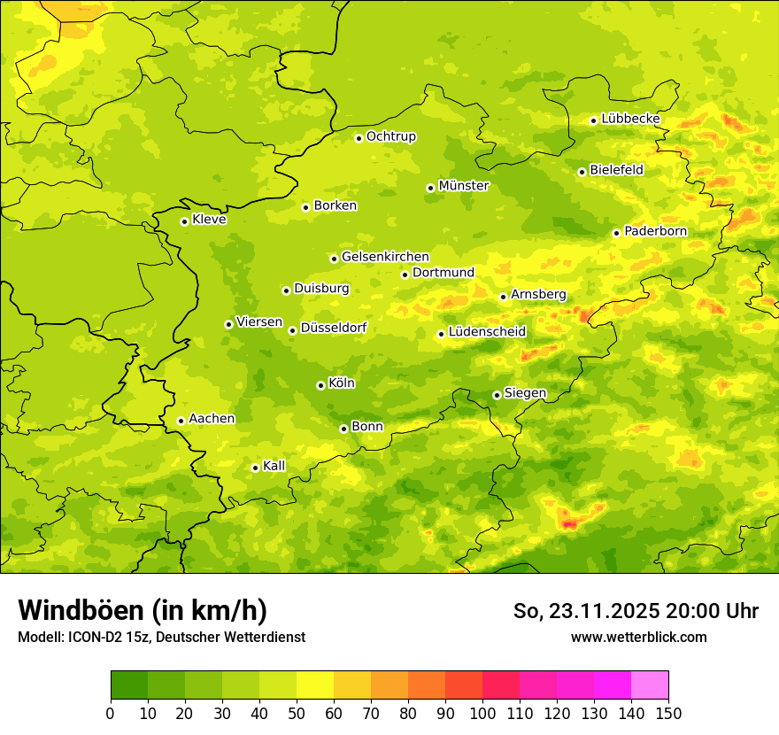 Modellkarten Windgeschwindigkeit