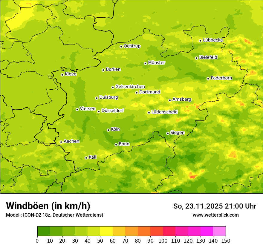 Modellkarten Windgeschwindigkeit