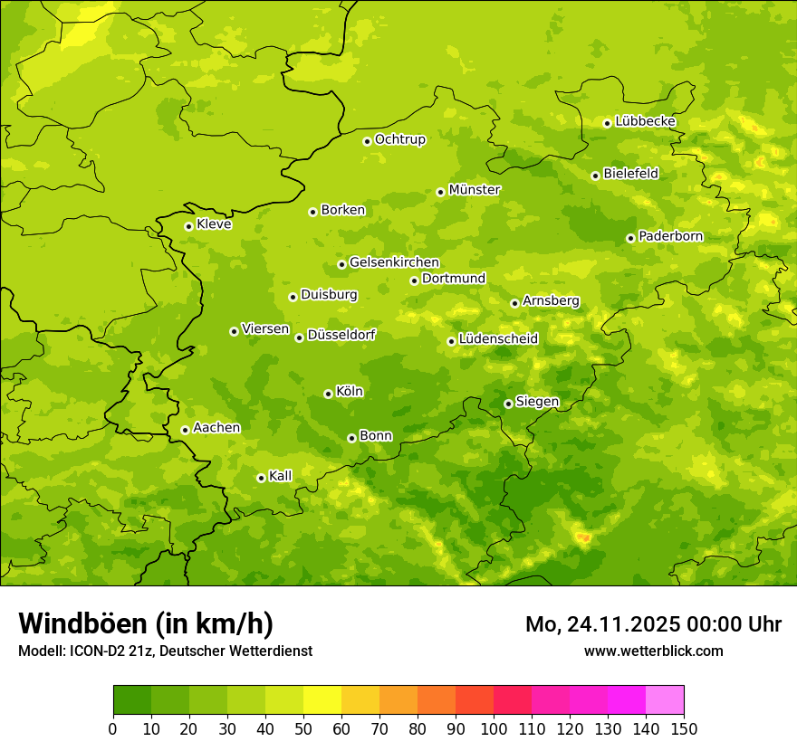 Modellkarten Windgeschwindigkeit