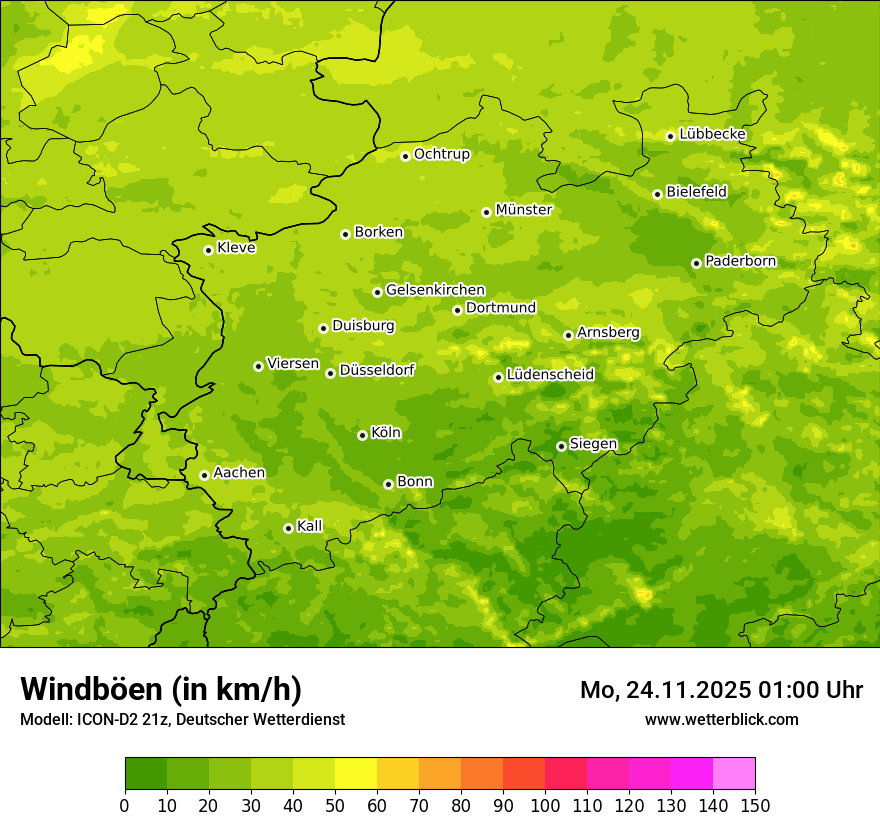 Modellkarten Windgeschwindigkeit