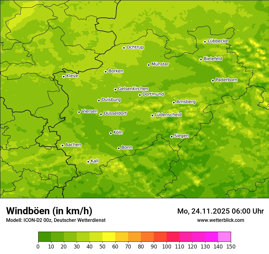 Modellkarten Windgeschwindigkeit