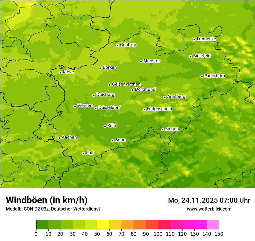 Modellkarten Windgeschwindigkeit