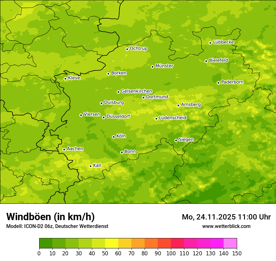 Modellkarten Windgeschwindigkeit