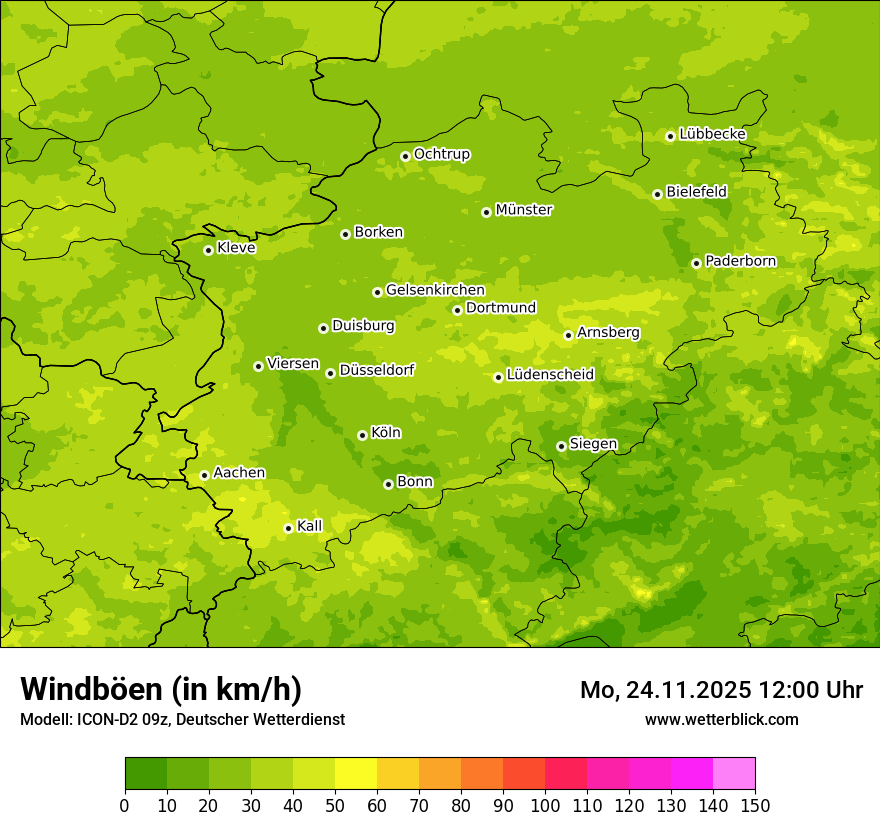 Modellkarten Windgeschwindigkeit