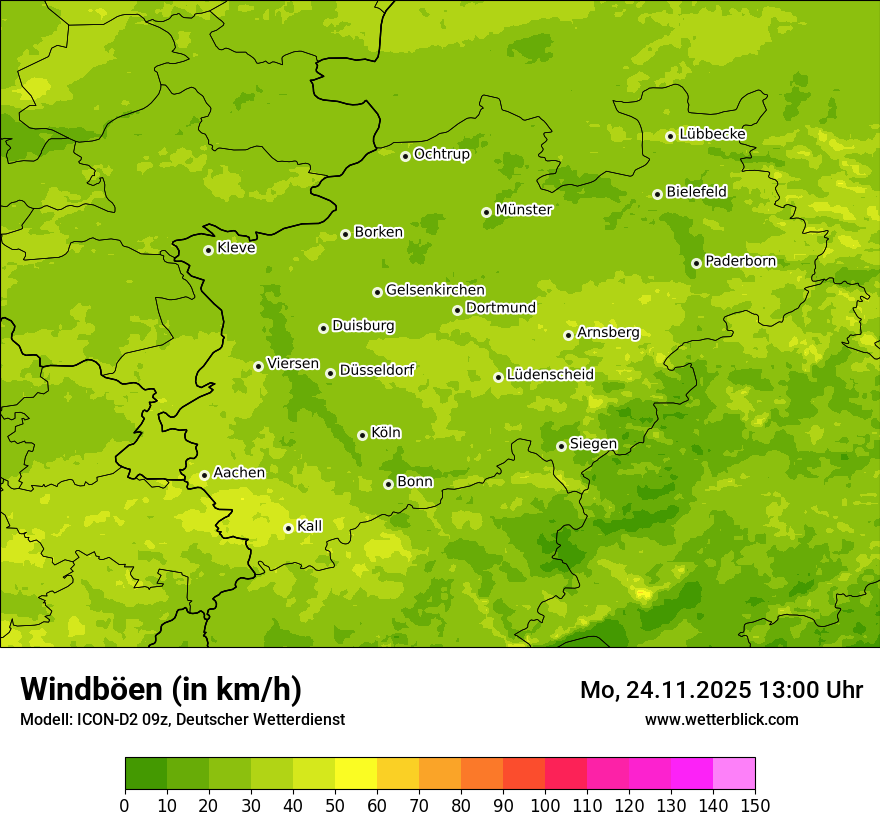 Modellkarten Windgeschwindigkeit