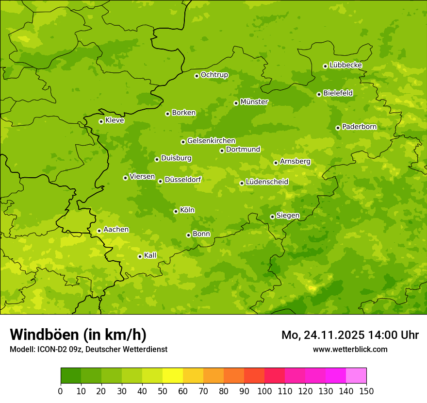 Modellkarten Windgeschwindigkeit