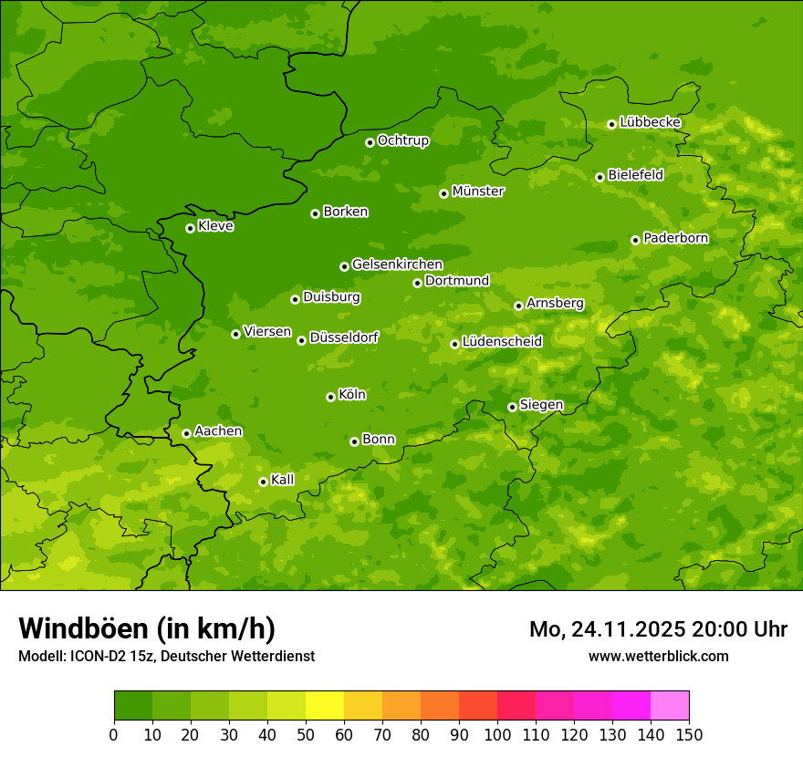 Modellkarten Windgeschwindigkeit