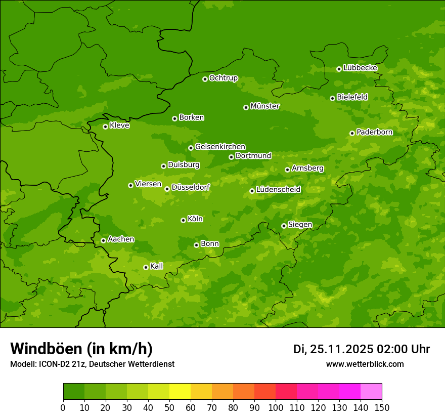 Modellkarten Windgeschwindigkeit