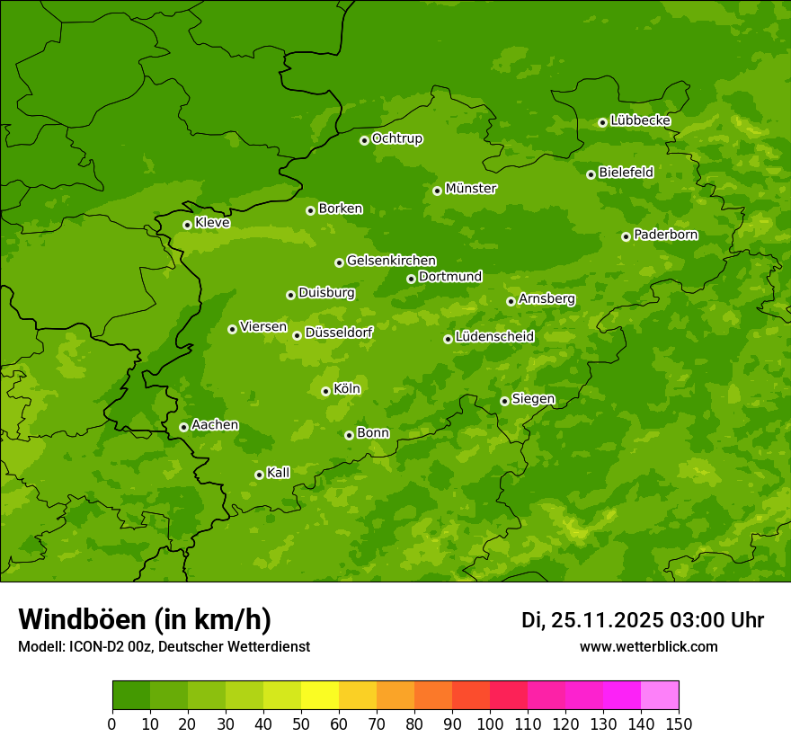 Modellkarten Windgeschwindigkeit