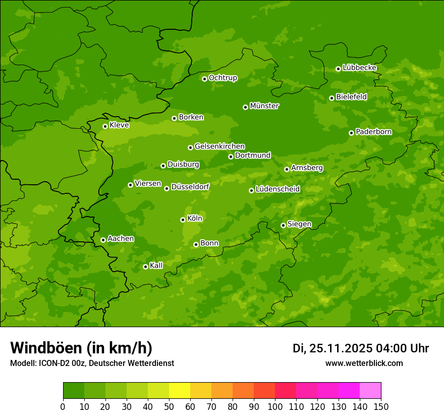 Modellkarten Windgeschwindigkeit