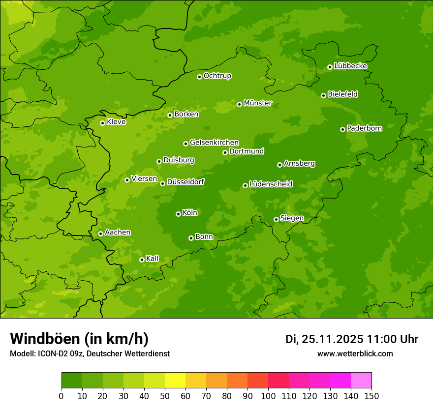 Modellkarten Windgeschwindigkeit