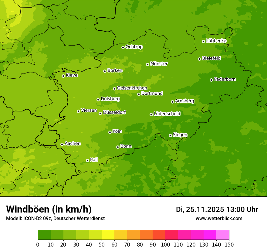 Modellkarten Windgeschwindigkeit
