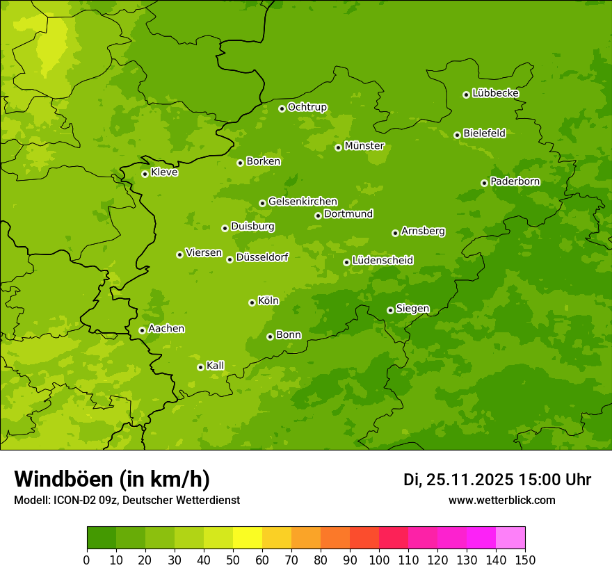 Modellkarten Windgeschwindigkeit