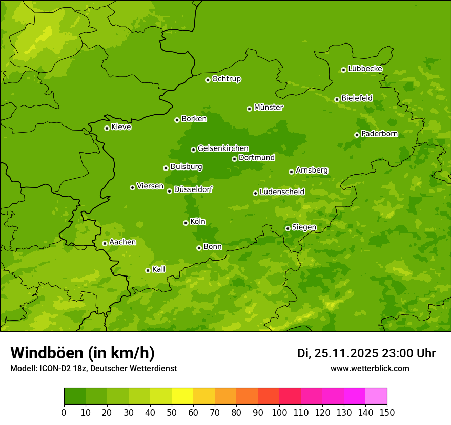 Modellkarten Windgeschwindigkeit