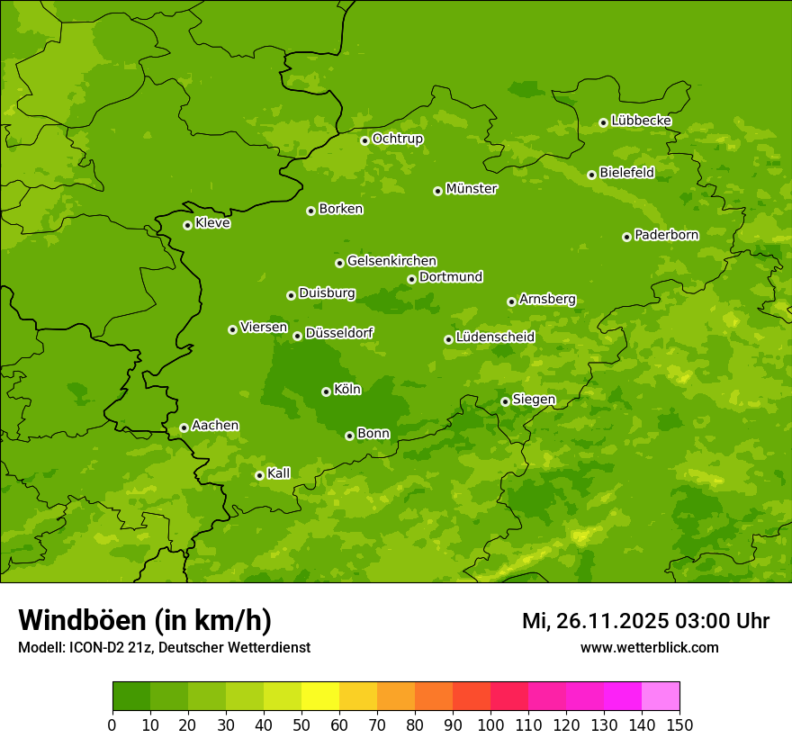 Modellkarten Windgeschwindigkeit