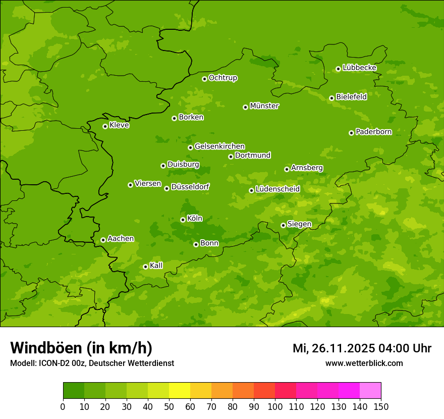 Modellkarten Windgeschwindigkeit