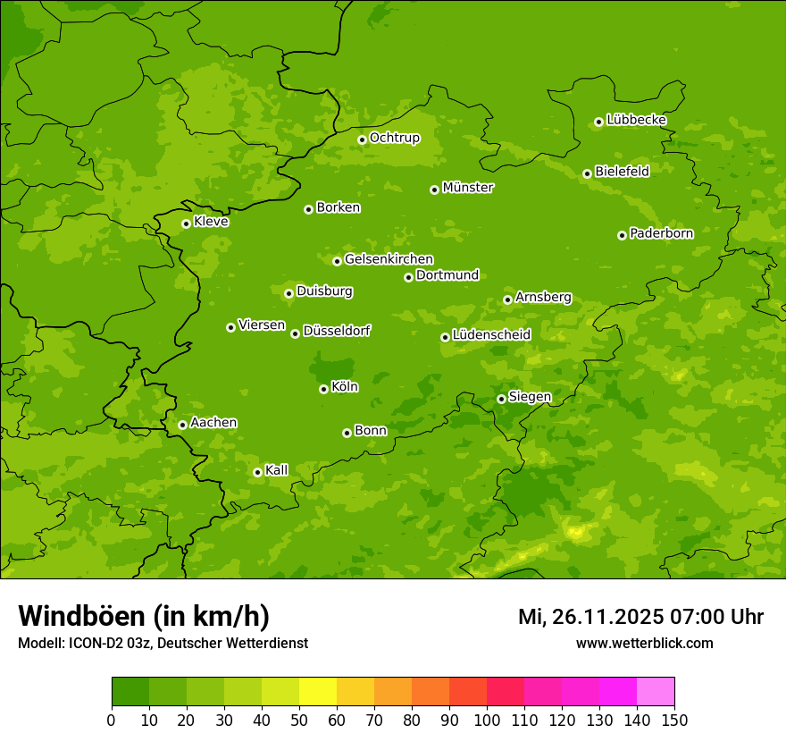 Modellkarten Windgeschwindigkeit