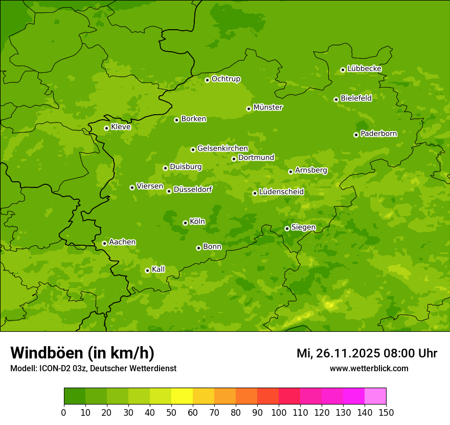 Modellkarten Windgeschwindigkeit