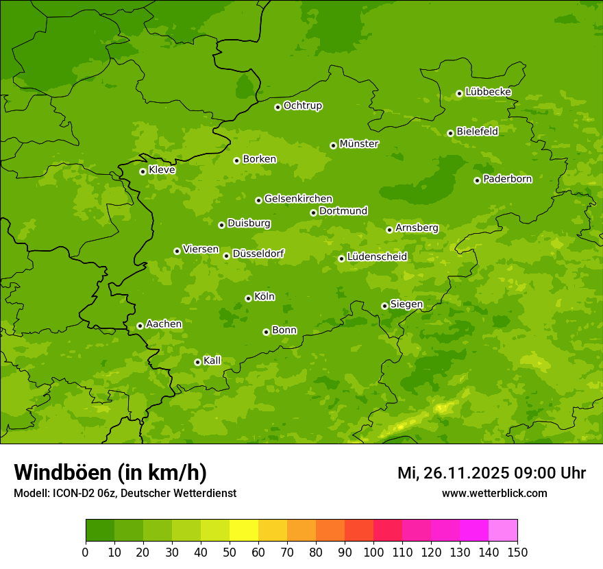 Modellkarten Windgeschwindigkeit