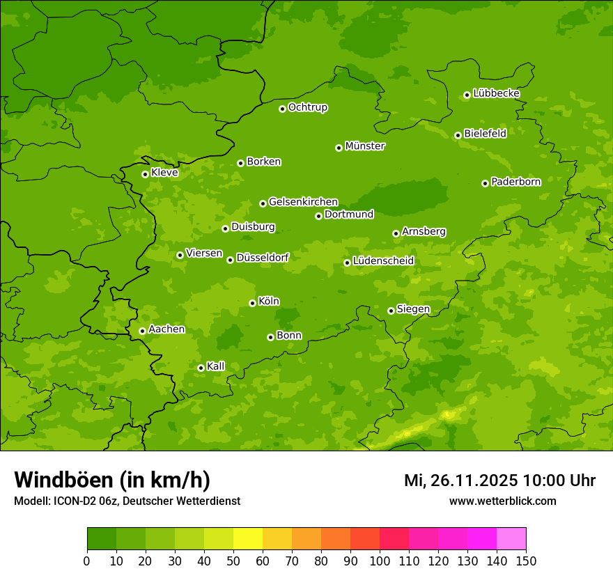 Modellkarten Windgeschwindigkeit