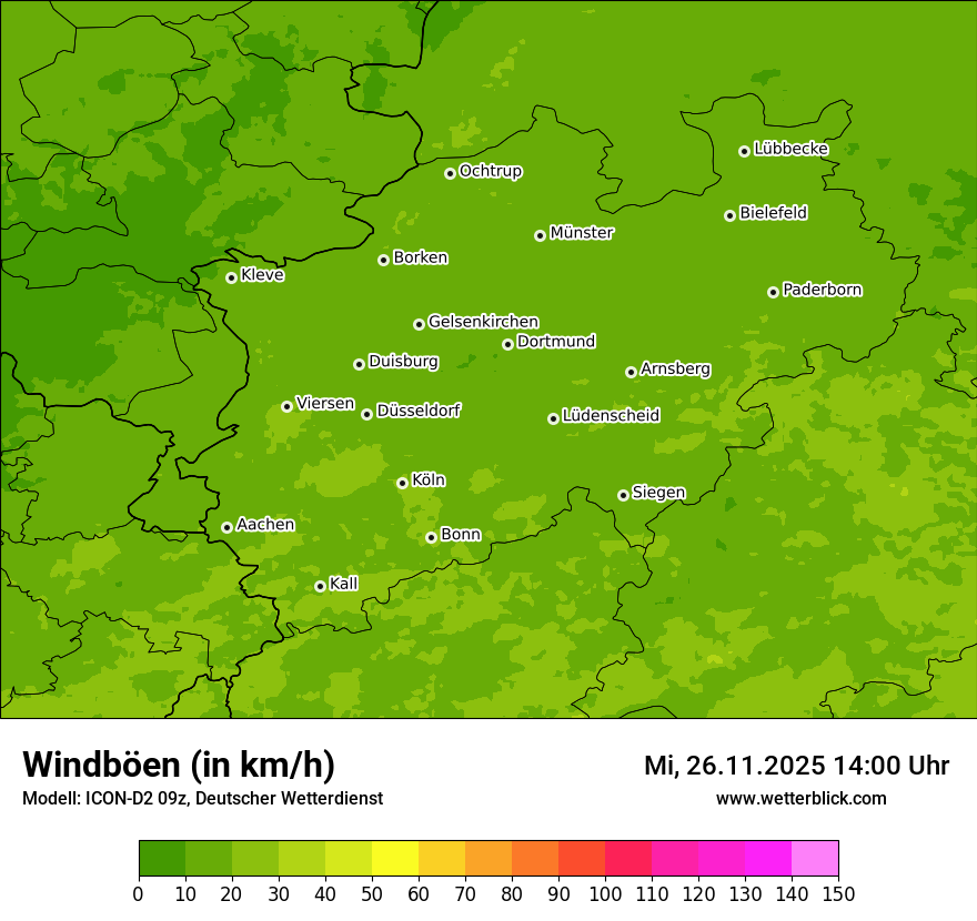 Modellkarten Windgeschwindigkeit