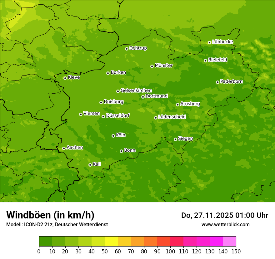 Modellkarten Windgeschwindigkeit