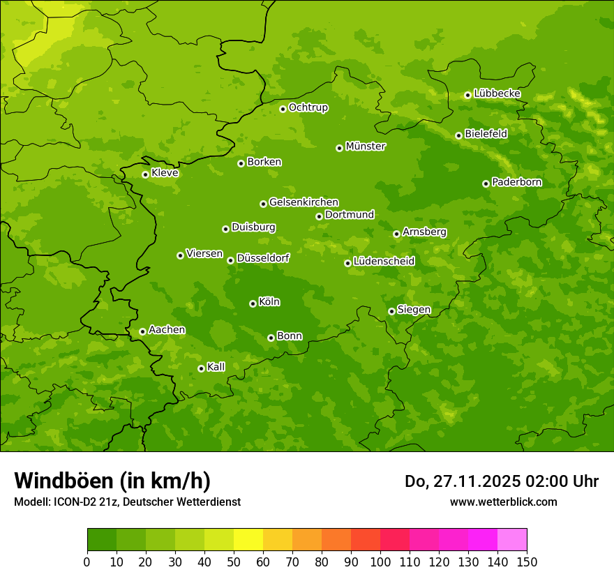 Modellkarten Windgeschwindigkeit