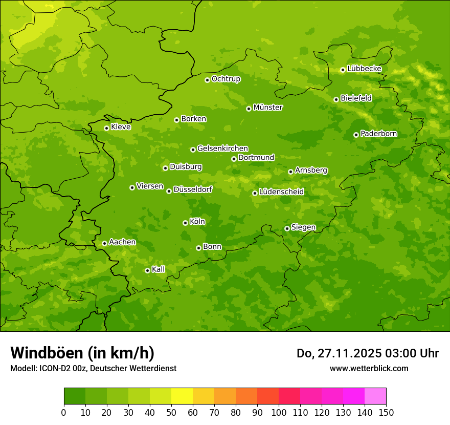 Modellkarten Windgeschwindigkeit