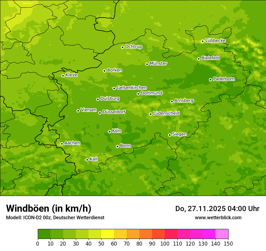 Modellkarten Windgeschwindigkeit