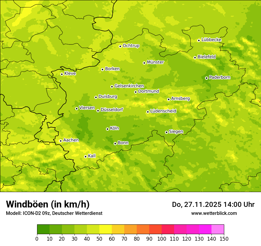 Modellkarten Windgeschwindigkeit