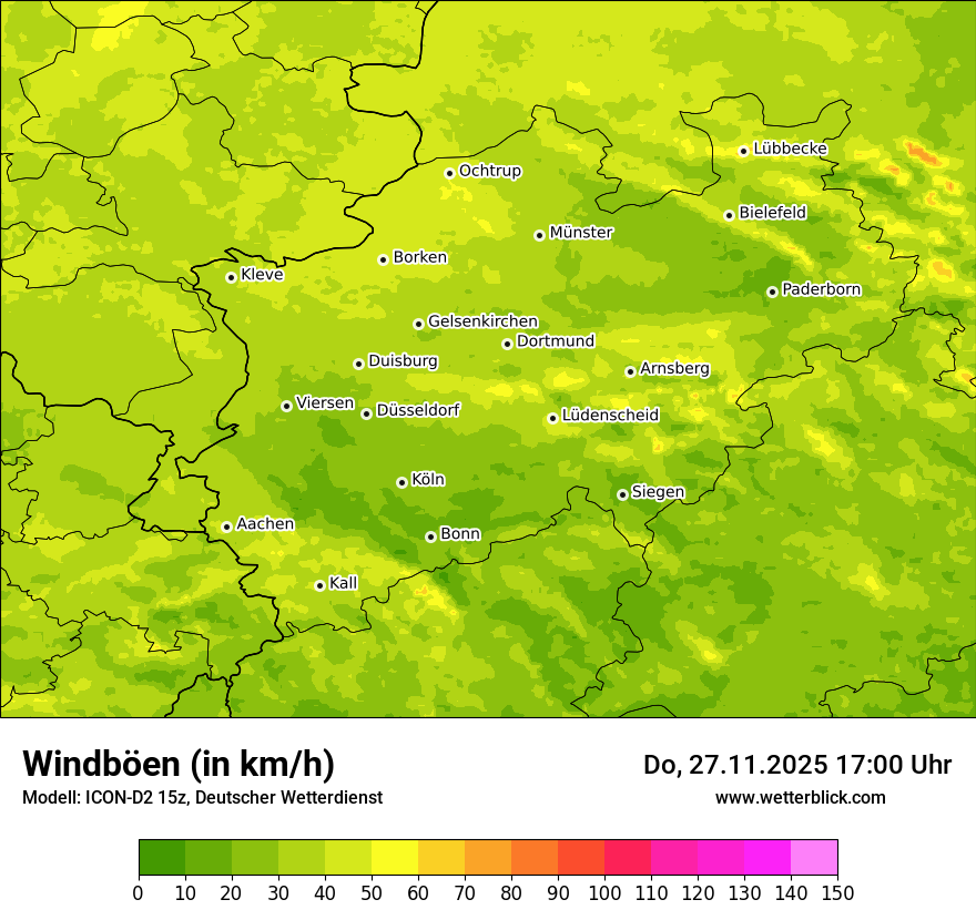 Modellkarten Windgeschwindigkeit