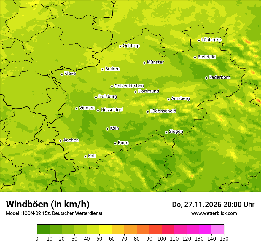 Modellkarten Windgeschwindigkeit