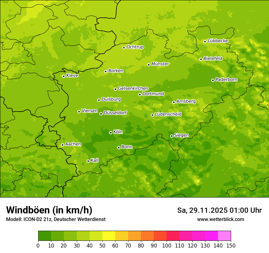 Modellkarten Windgeschwindigkeit
