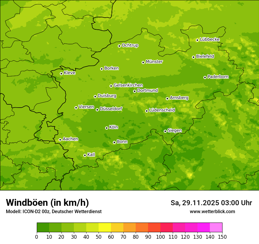 Modellkarten Windgeschwindigkeit